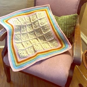 Handmade RAINBOW baby blanket. Unisex and unique